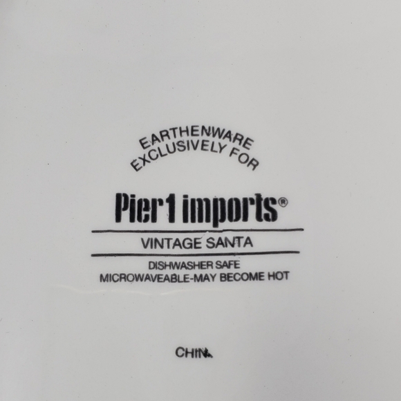 PIER 1 IMPORTS EARTHENWARE VINTAGE SANTA PLATE TRAY DECOR COLLECTIBLE CHRISTMAS - Picture 10 of 10